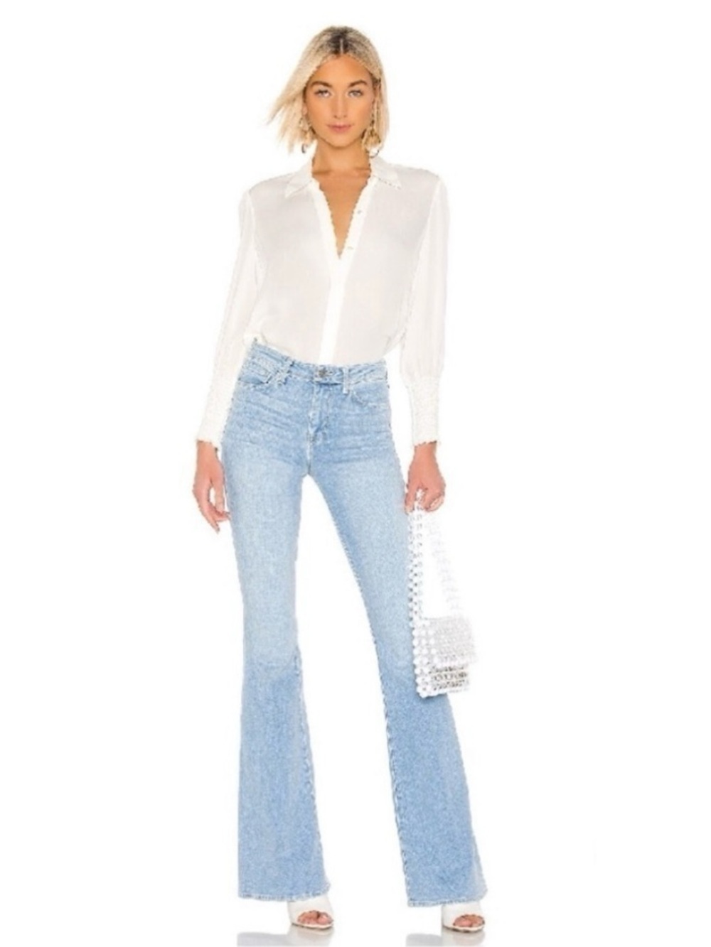 NEW L’Agence Bell High Waist Flare Jeans Cloud Blue Size 26/6 Light Wash New